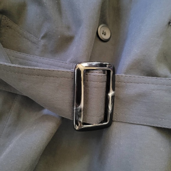 London Fog Black Double Breasted Trench Coat Zip-out Lining Size 12 Reg - Picture 8 of 10